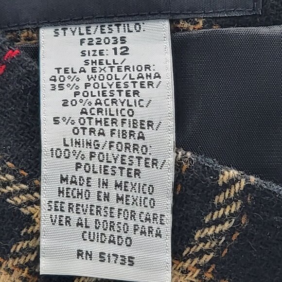 Vtg 90s Y2K Dark Academia Preppy Plaid Wrap Style Skirt Size 12 - Picture 10 of 14